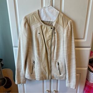 Lucky Brand Textured Zipper Leather Jacket